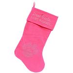 Dear Santa I can Explain Rhinestone 18 Inch Velvet Christmas Stocking Pink