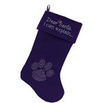 Dear Santa I can Explain Rhinestone 18 Inch Velvet Christmas Stocking Purple