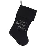 Santa Paws Rhinestone 18 Inch Velvet Christmas Stocking Black