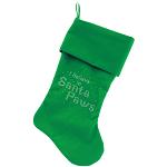 Santa Paws Rhinestone 18 Inch Velvet Christmas Stocking Green