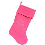 Santa Paws Rhinestone 18 Inch Velvet Christmas Stocking Pink