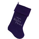 Santa Paws Rhinestone 18 Inch Velvet Christmas Stocking Purple