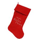 Santa Paws Rhinestone 18 Inch Velvet Christmas Stocking Red