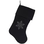 Snowflake Rhinestone 18 inch Velvet Christmas Stocking Black