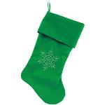 Snowflake Rhinestone 18 inch Velvet Christmas Stocking Green