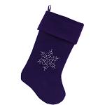 Snowflake Rhinestone 18 inch Velvet Christmas Stocking Purple