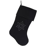 Star of David Rhinestone 18 inch Velvet Christmas Stocking Black