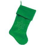 Star of David Rhinestone 18 inch Velvet Christmas Stocking Green