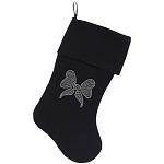 Clear Bow Rhinestone 18 inch Velvet Christmas Stocking Black