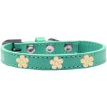 Gold Flower Widget Dog Collar Aqua Size 10