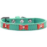 Red Glitter Bow Widget Dog Collar Aqua Size 14