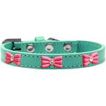 Pink Glitter Bow Widget Dog Collar Aqua Size 10