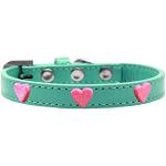 Pink Glitter Heart Widget Dog Collar Aqua Size 10