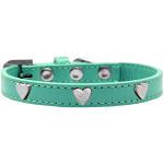 Silver Heart Widget Dog Collar Aqua Size 10