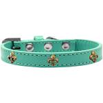 Bronze Fleur De Lis Widget Dog Collar Aqua Size 10