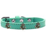 Bronze Anchor Widget Dog Collar Aqua Size 10