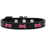 Pink Bone Widget Dog Collar Black Size 10