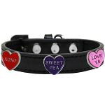 Conversation Hearts Widget Dog Collar Black Size 10