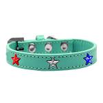 Red, White and Blue Stars Widget Dog Collar Aqua Size 10