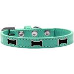 Black Bone Widget Dog Collar Aqua Size 12