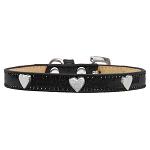 Silver Heart Widget Dog Collar Black Ice Cream Size 10