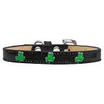 Shamrock Widget Dog Collar Black Ice Cream Size 10