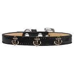 Bronze Anchor Widget Dog Collar Black Ice Cream Size 10