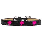 Pink Palm Tree Widget Dog Collar Black Ice Cream Size 10