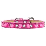 Crystal and Bright Pink Spikes Dog Collar Pink Ice Cream Size 10