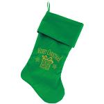 Golden Christmas Present Screen Print 18 inch Velvet Christmas Stocking Green