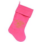 Golden Christmas Present Screen Print 18 inch Velvet Christmas Stocking Pink