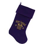 Golden Christmas Present Screen Print 18 inch Velvet Christmas Stocking Purple