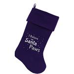 Santa Paws Screen Print 18 inch Velvet Christmas Stocking Purple