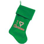 I Heart Christmas Screen Print 18 inch Velvet Christmas Stocking Green