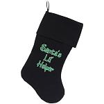 Santa's Lil' Helper Screen Print 18 inch Velvet Christmas Stocking Black