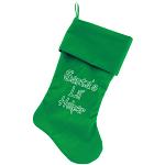 Santa's Lil' Helper Screen Print 18 inch Velvet Christmas Stocking Green