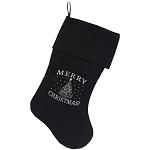 Shimmer Christmas Tree Screen Print 18 inch Velvet Christmas Stocking Black