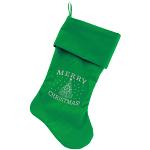 Shimmer Christmas Tree Screen Print 18 inch Velvet Christmas Stocking Green