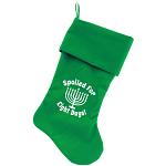 Spoiled for 8 Days Screen Print 18 inch Velvet Christmas Stocking Green