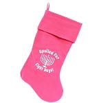 Spoiled for 8 Days Screen Print 18 inch Velvet Christmas Stocking Pink