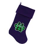 Argyle Paw Green Screen Print 18 inch Velvet Christmas Stocking Purple