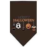 Merry Halloween Screen Print Bandana Brown Large