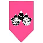 Stay Wild Screen Print Bandana Bright Pink Large