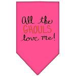 All the Ghouls Screen Print Bandana Bright Pink Large