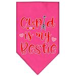 Cupid is my Bestie Screen Print Bandana Bright Pink Large