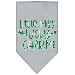 Little Miss Lucky Charm Screen Print Bandana Grey Large