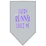 EveryBunny Loves Me Screen Print Bandana Grey Large