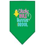 Chicks Rule Screen Print Bandana Emerald Green Large