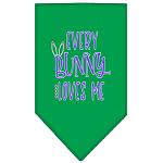 EveryBunny Loves Me Screen Print Bandana Emerald Green Large