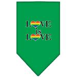 Love is Love Screen Print Bandana Emerald Green Large